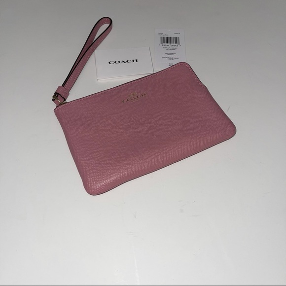 Coach Light Pink / True Pink Corner Zip Wristlet New With Tag - Picture 11 of 13